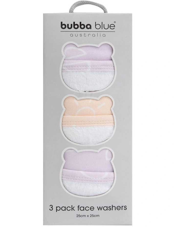 Nordic 3 Pack Face Washers in Peach/Lilac
