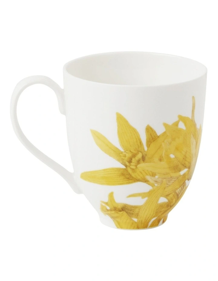 Royal Botanic Gardens Australian Orchids Mug 350ml in Yellow