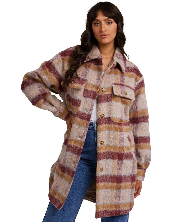 Marlo Longline Shacket in Check