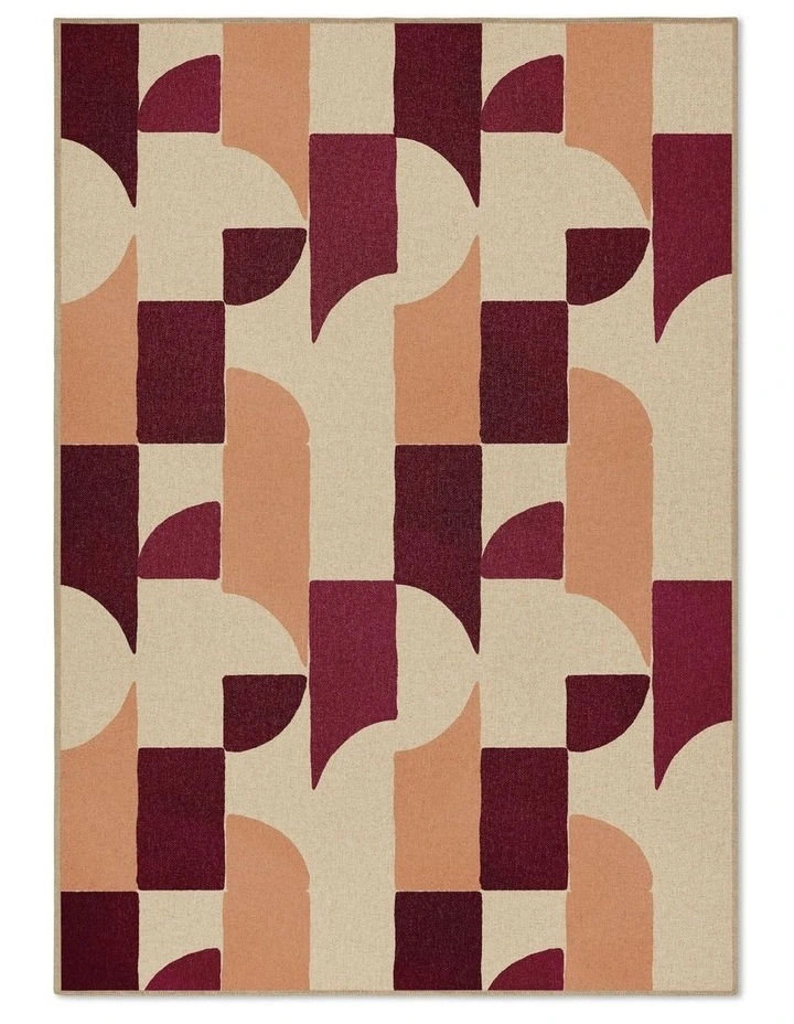 Arch Washable New Jute Area Rug in Burgandy