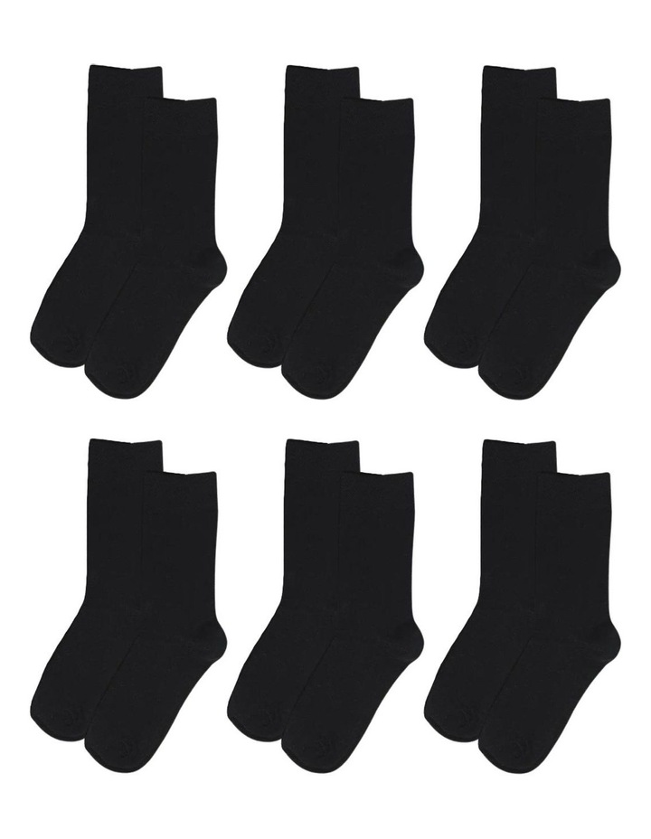Premium Fiber Sock Super Soft Crew Tennis Sox 6 Pairs Size 6-11 in Black