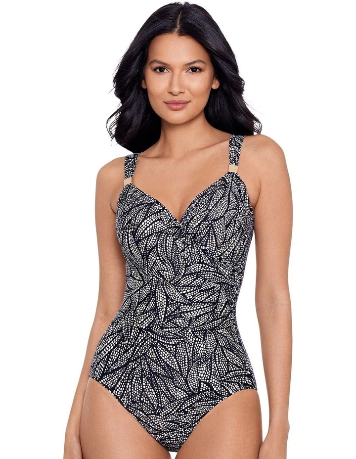 Shore Leave Siren Crossover Shaping Swimsuit in Black/White