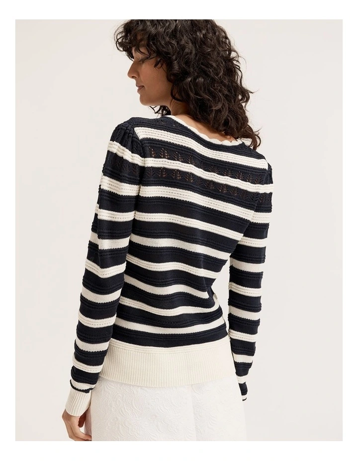 Celeste Stripe Jumper in Ink/Ivory