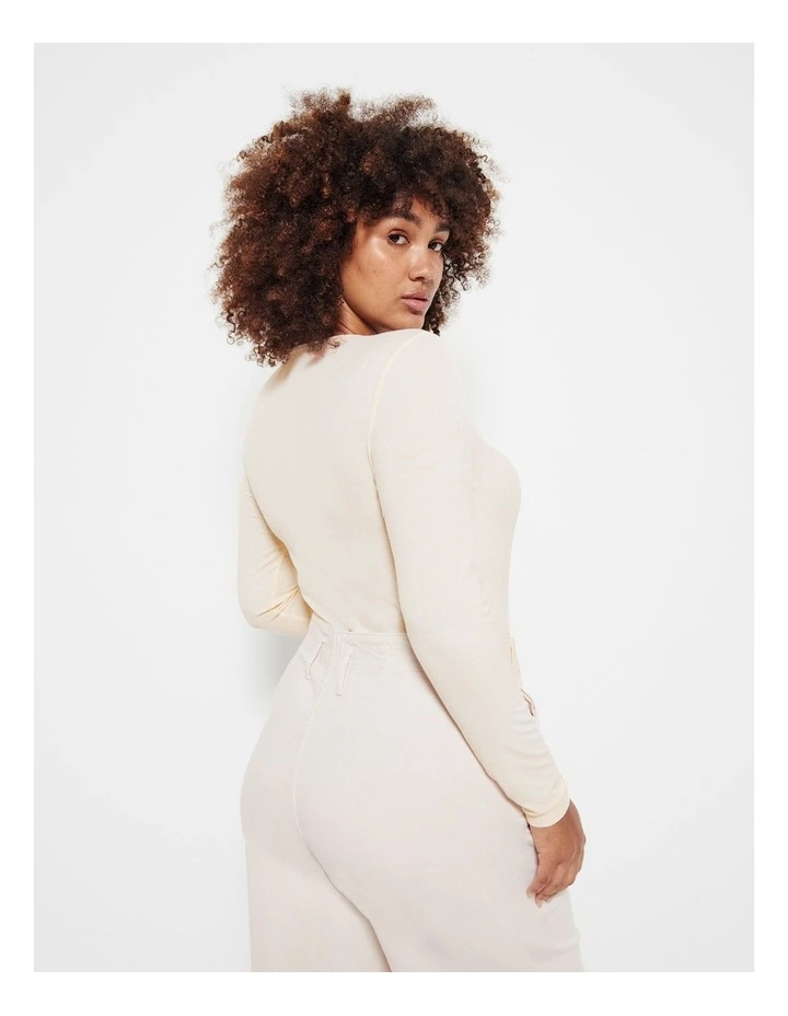 Long Sleeve Rib Tee in Ecru
