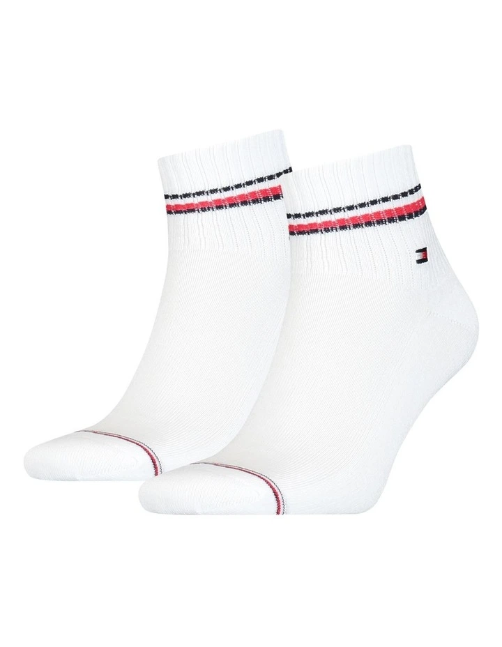 Iconic Sports Quarter Crew Socks 2 Pack in White