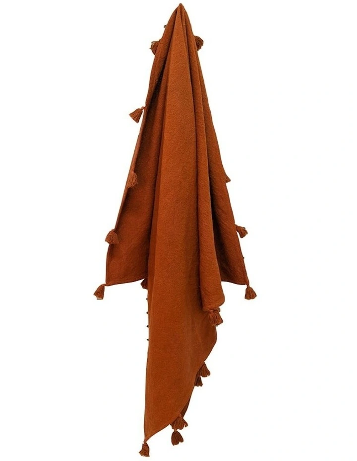 Nava With Tassels Cotton Throw Blanket in Red