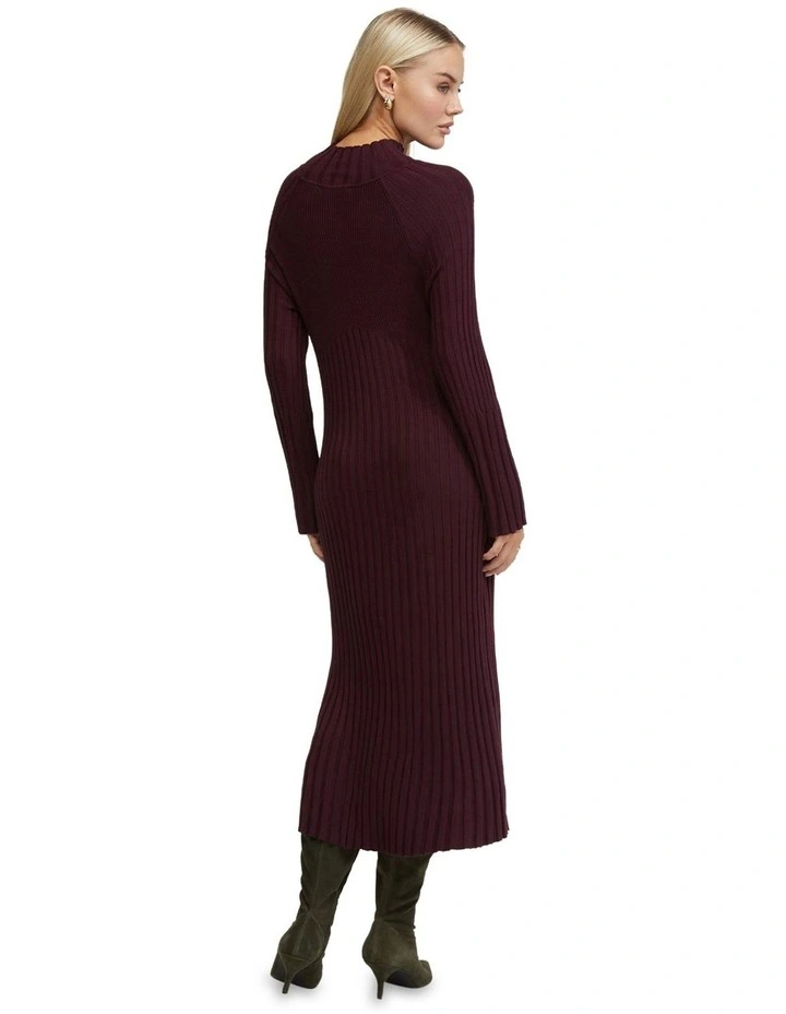 Libby Knitted Dress in Deep Grape