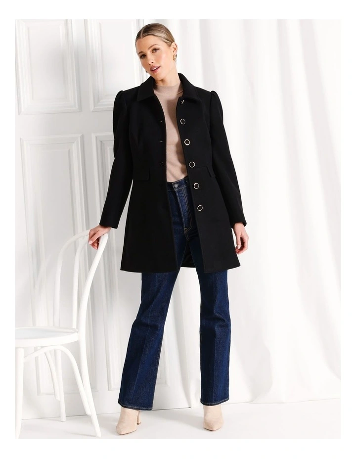 Recycled Blend Dolly Coat in Black