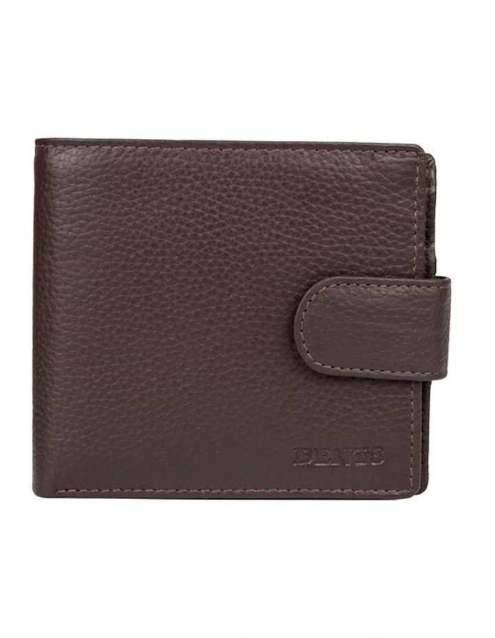 Bifold Press Stud Leather Wallet in Chocolate