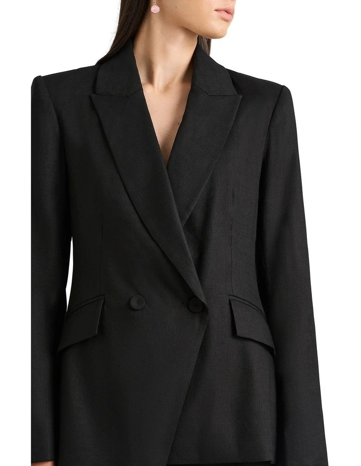 Ambrose Stretch Linen Jacket in Black