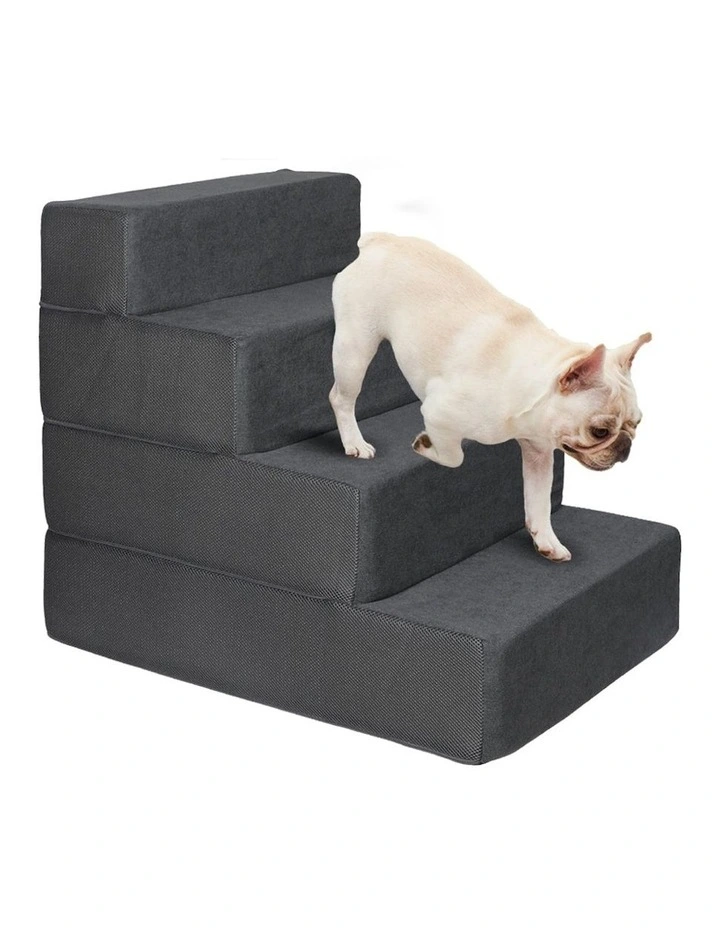 Large Portable Dog Ramp 4 Steps in Grey