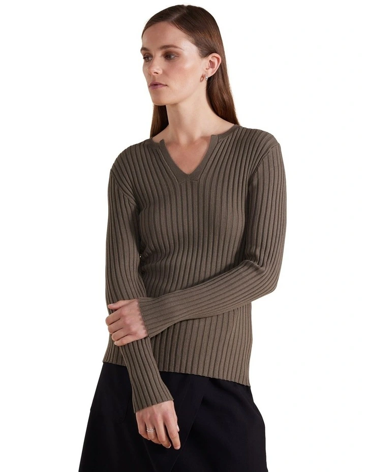 Essential Rib Knit Henley in Sage