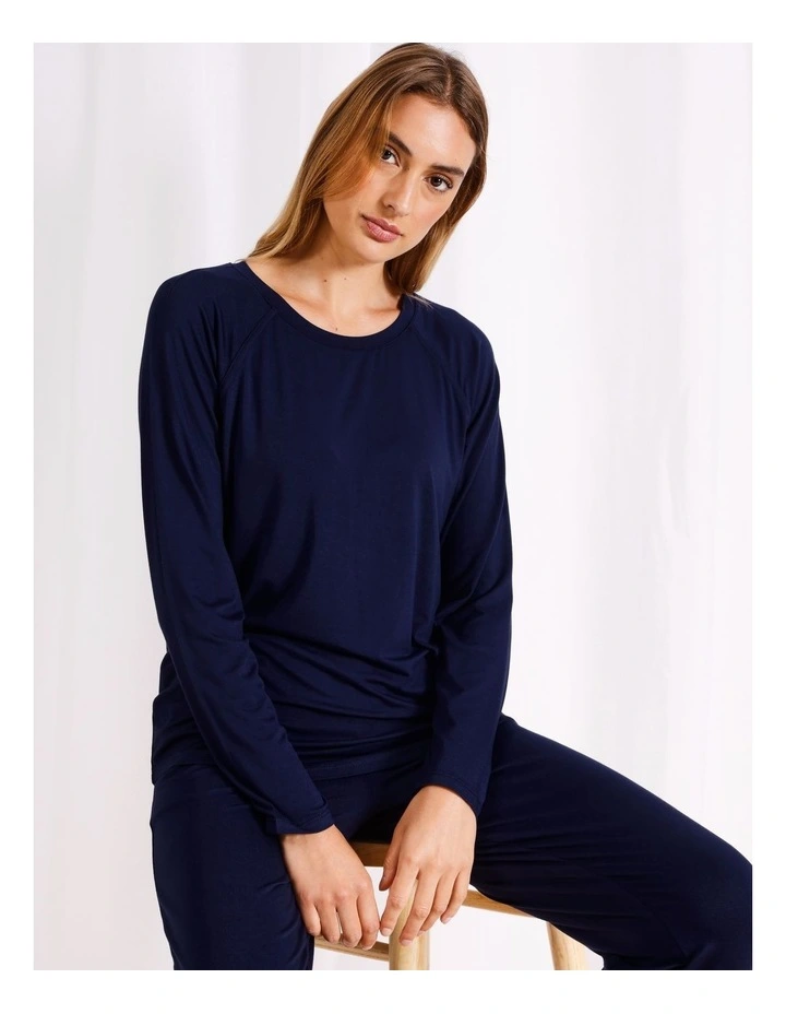 Bamboo Long Sleeve Top in Navy