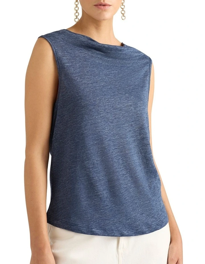 Larissa Cowl Neck Tee in Slate Melange