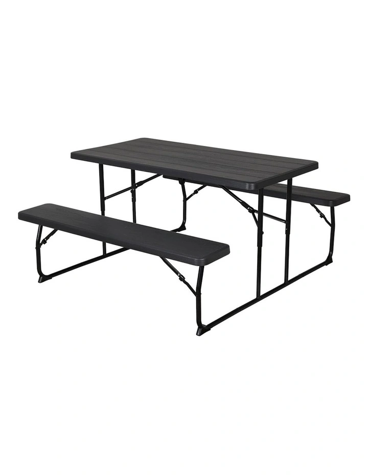 3 Pieces Outdoor Bench Set in Black
