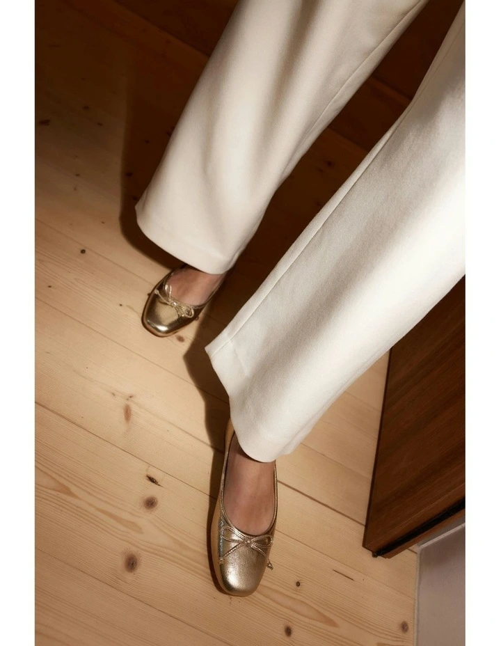 Regina Square Toe Ballet Flats in Gold Leather