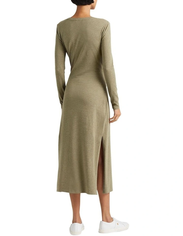 Tie-Front Jersey Dress in Green