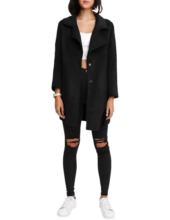 Ex-Boyfriend Black Wool Blend Oversized Jacket