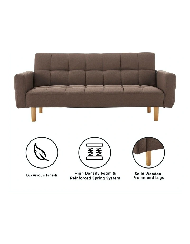 3 Seater Sarantino M3020 Linen Fabric Sofa Bed Lounge Couch Modular Furniture Brown