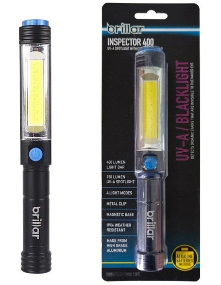 Inspector 400 Lumen UV Battery Spotlight Black