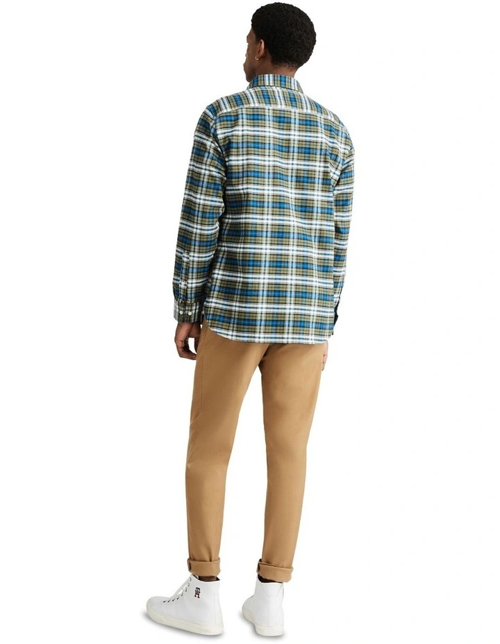 Brushed Tartan Long Sleeve Shirt in Green