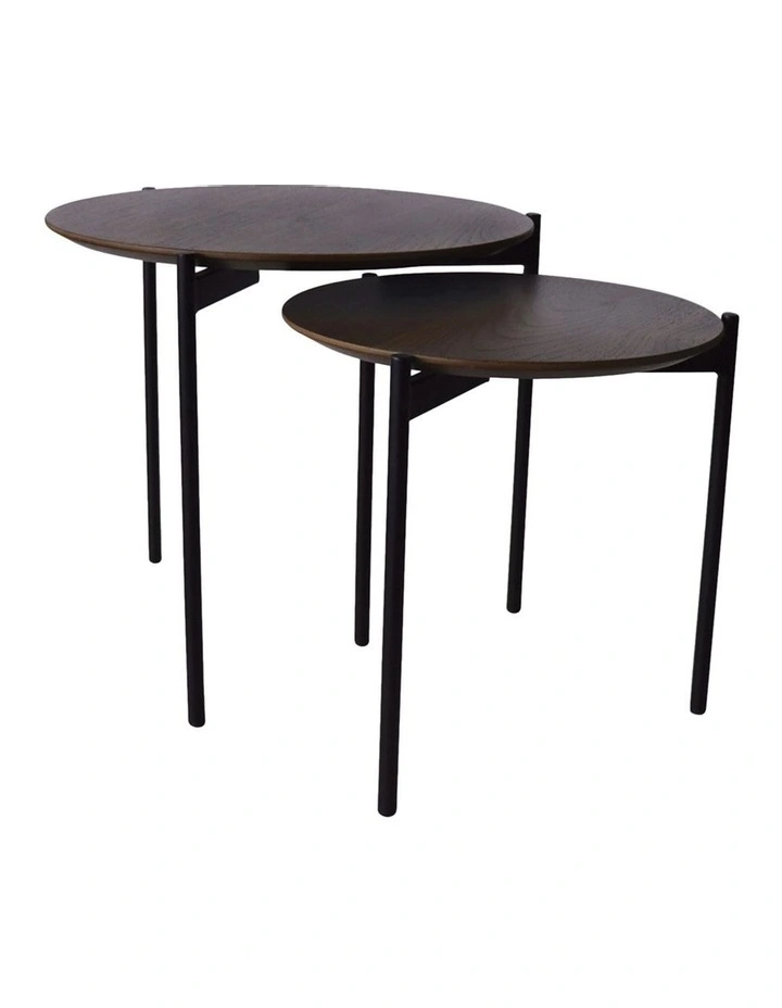 Benalla Walnut Set Of 2 Tables L50cm/S40cm