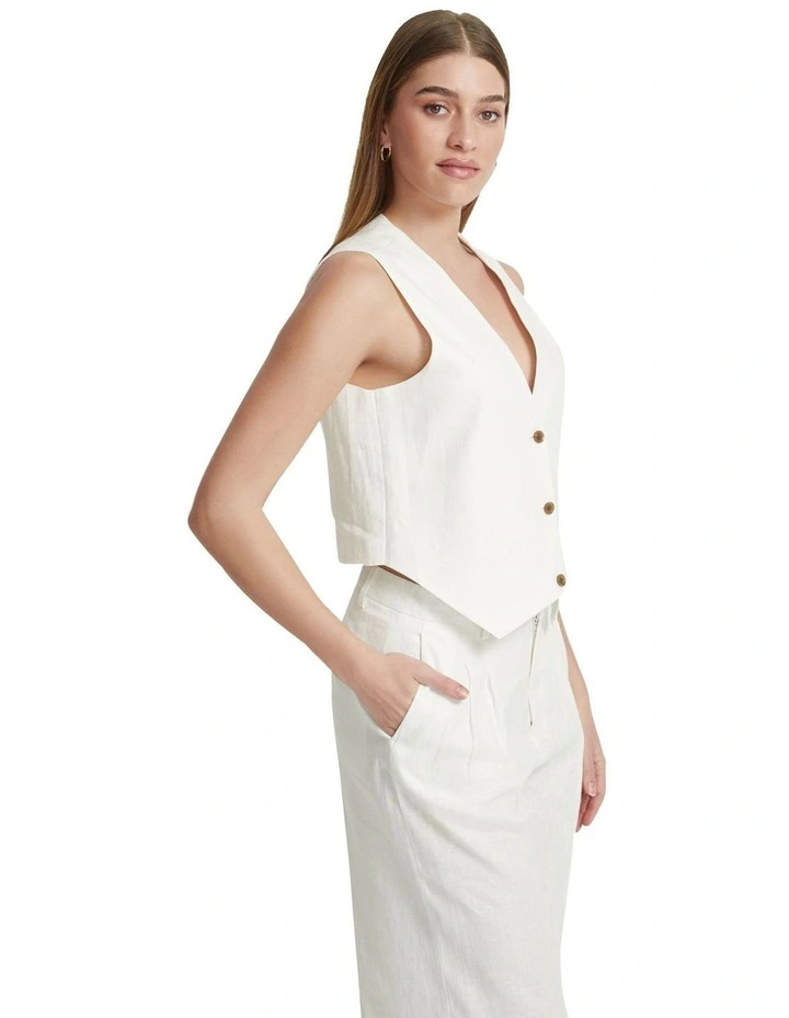 Vienna Linen Waistcoat in Ivory