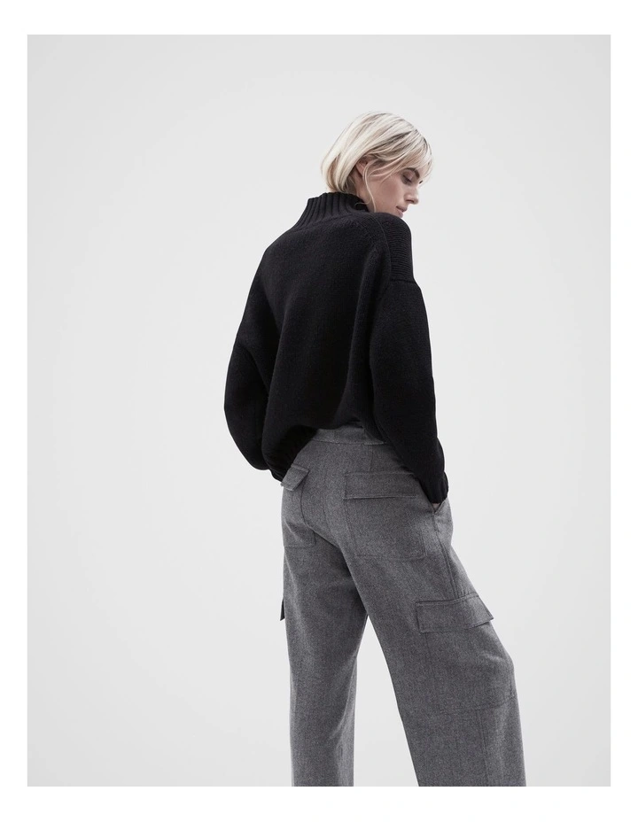 High Neck Knit Jumper in Black