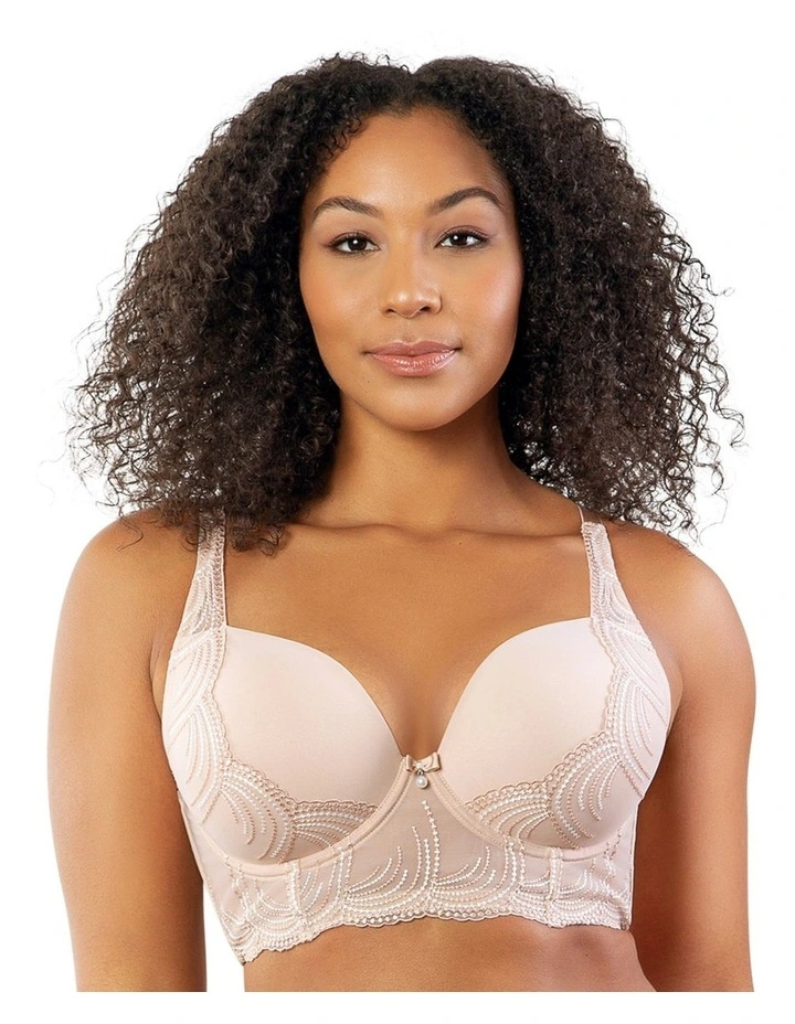 Pearl Underwire Longline Plunge Bra in Cameo Rose