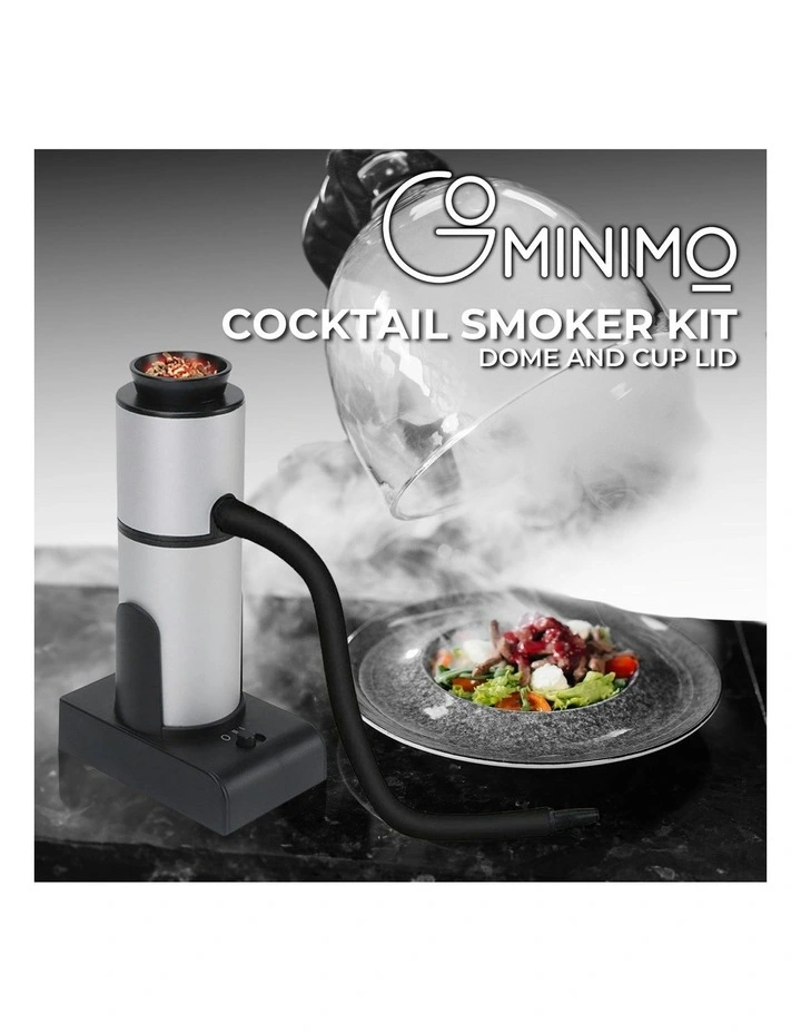 Portable Smoke Infusion Cocktail Smoker Kit Dome Cup Lid in Black/Silver