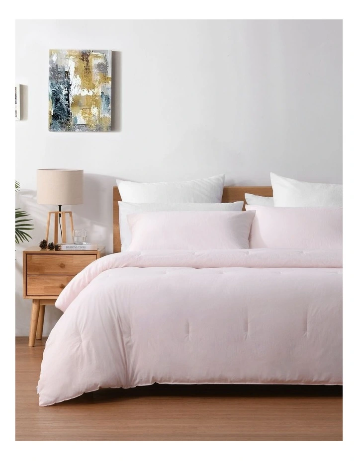 225TC Cotton Washed Comforter Set in Pink