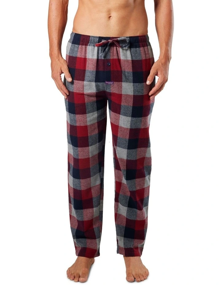 Flannel Richard Check Cotton Sleep Pant in Red