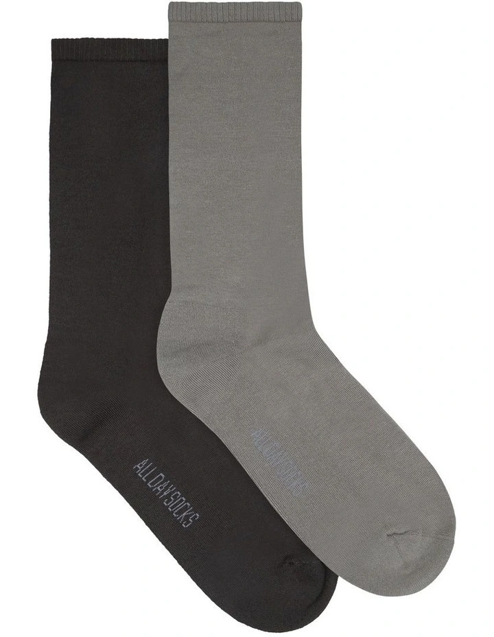 Fine Cotton Cushion Foot Socks 2 Pack in Multi
