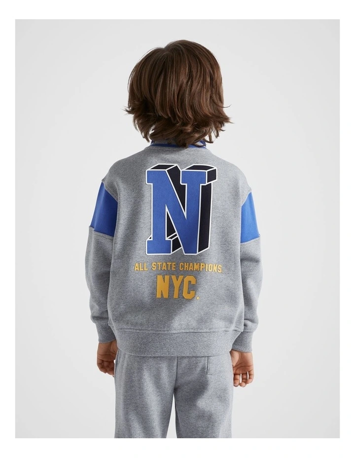 Varsity Sweat Top in Storm Marle
