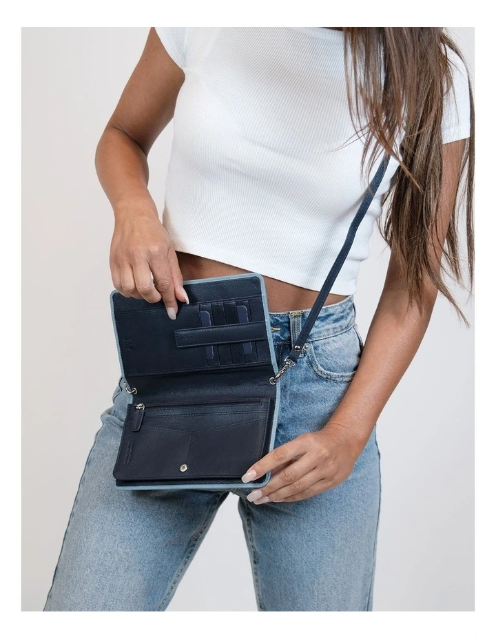 Leather Wallet/Organiser Bag in Light Blue