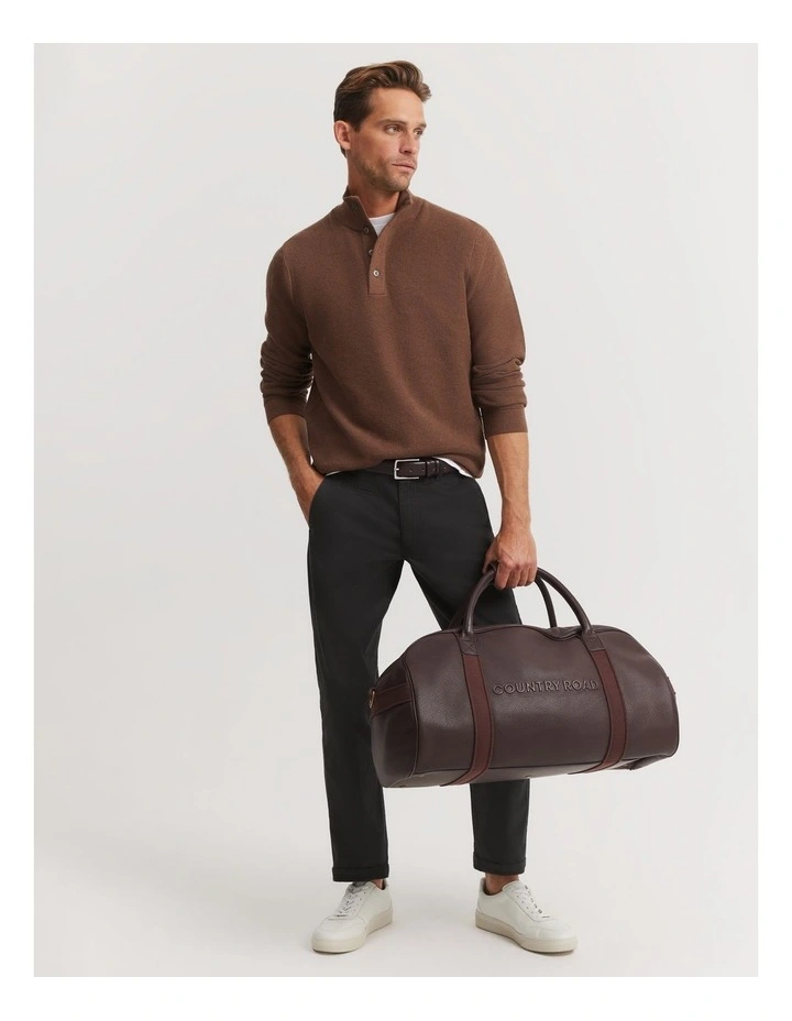 Leather Logo Tote in Chocolate