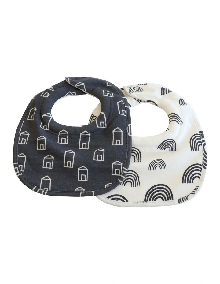 Nordic Dribble Bib 2 Pack in Charcoal/White
