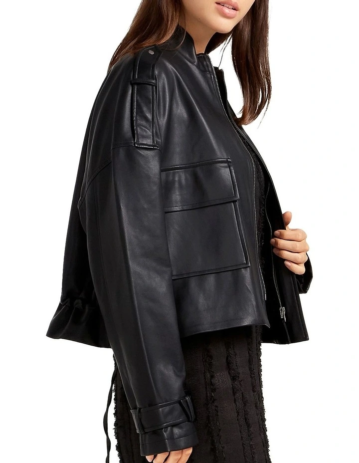 Reload Draped Leather Look Jacket