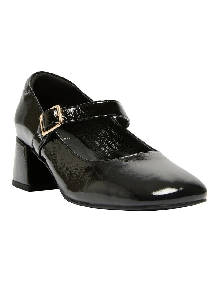 Lottie Leather Heeled Shoes in Black Patent