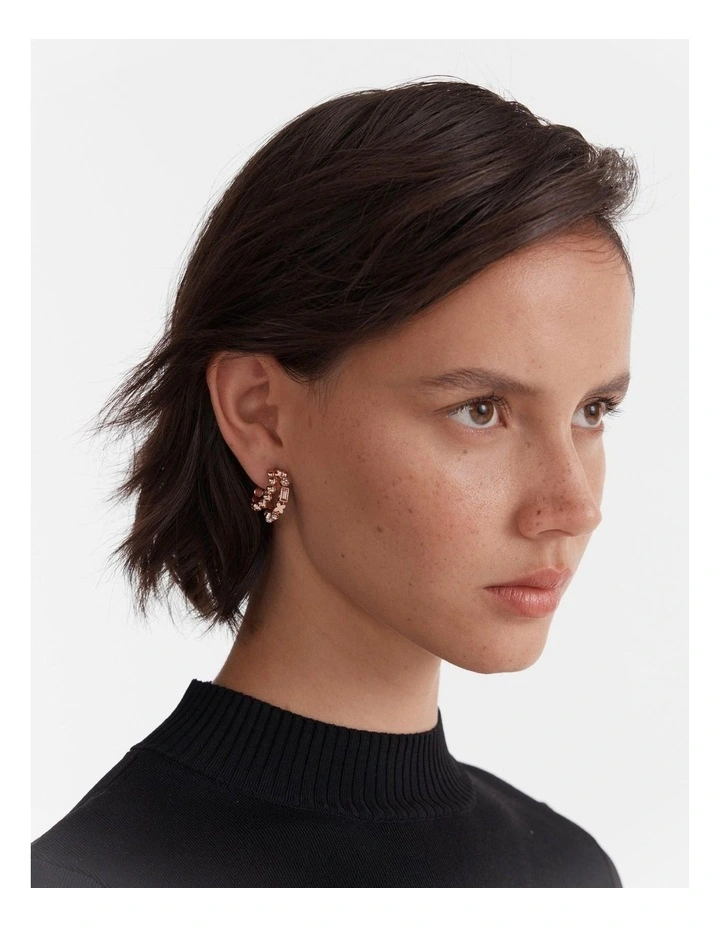 Paradisal Double Hoop Earrings in Rose Gold