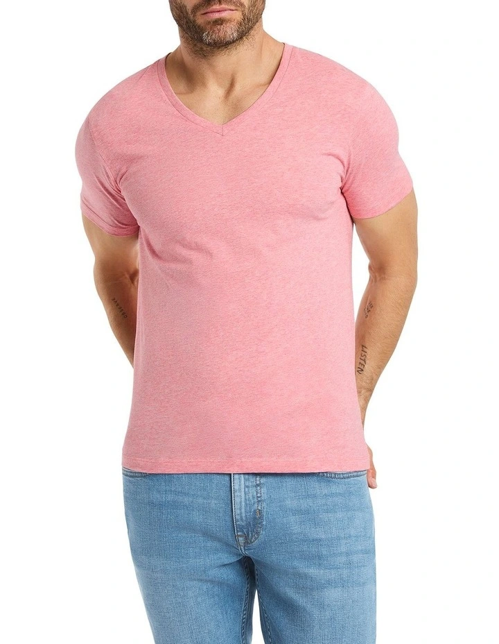 Arnie V Neck Tee in Sakura Marle