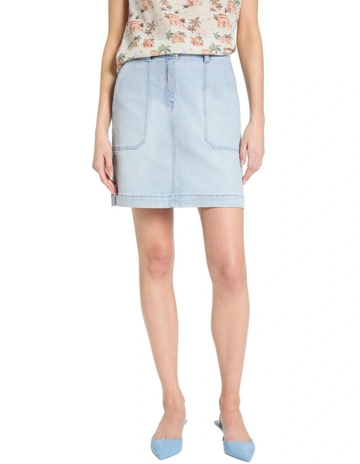 Tia Denim Mini Skirt in Iguana Blue