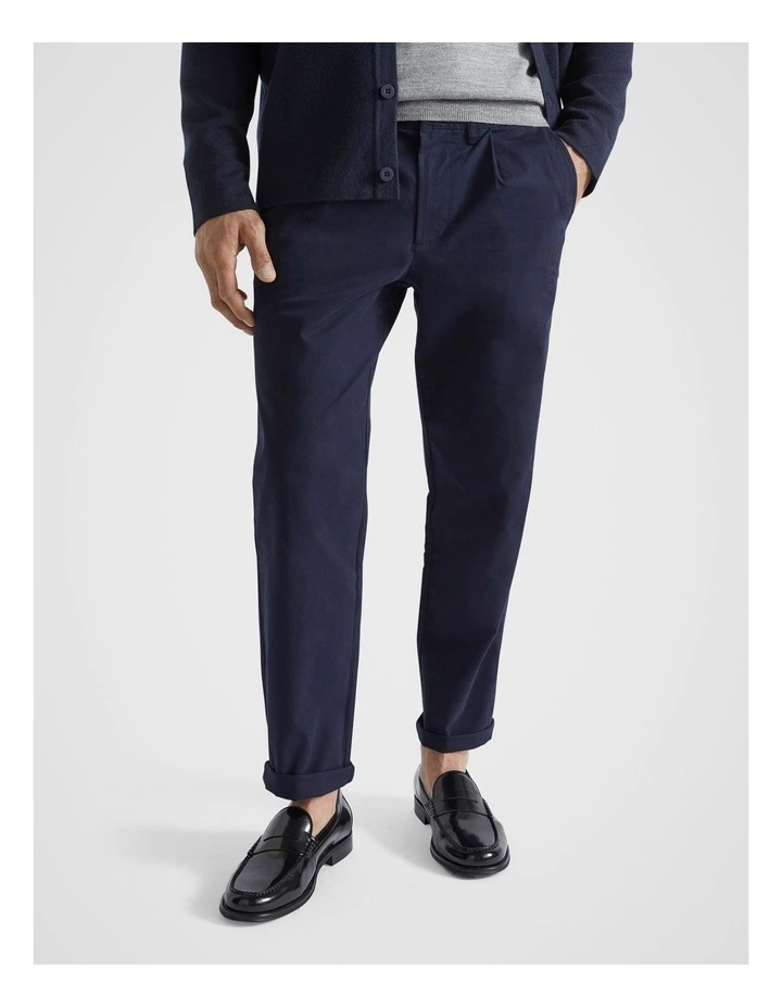 Pleat Front Pant in Midnight Blue