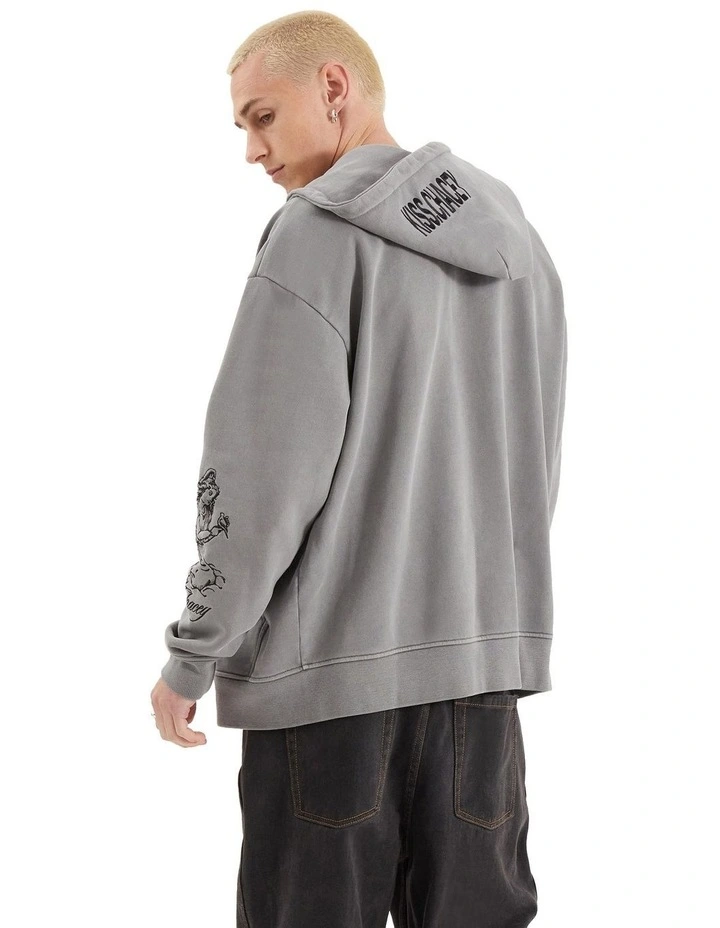 Celestial Heavy Relaxed Hooded Zip Sweater in Pigment Frost Grey