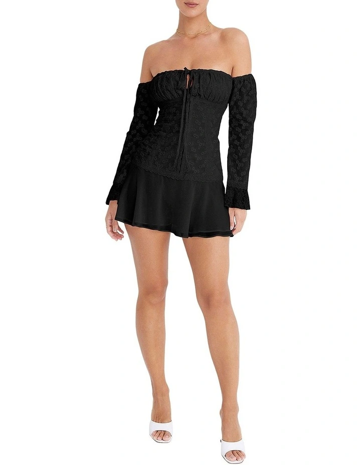 Off Shoulder Mini Dress in Black