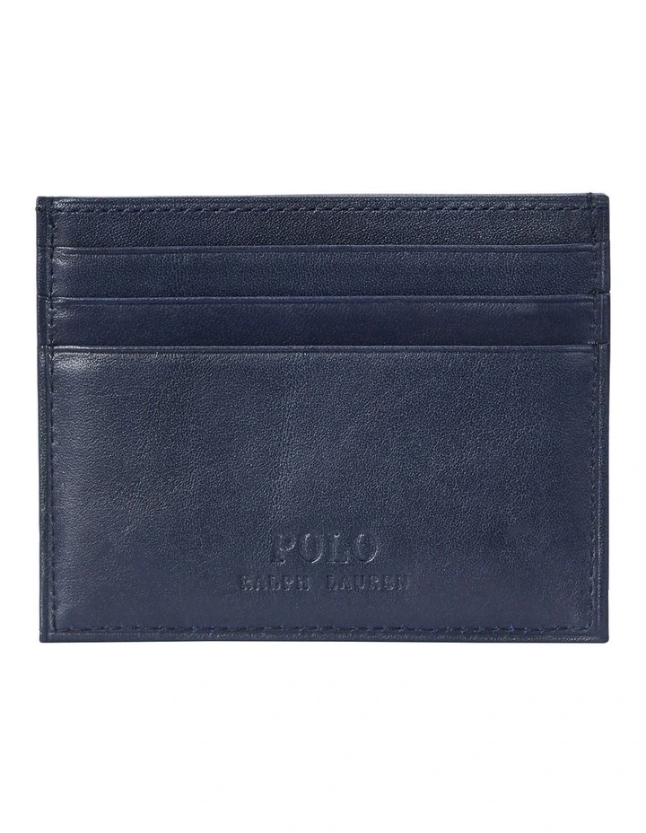 Polo Bear Leather Card Case in Navy