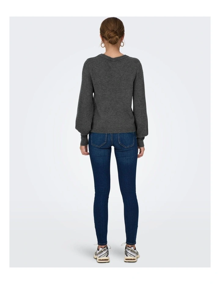 Silly Crew Neck Knit Jumper in Grey