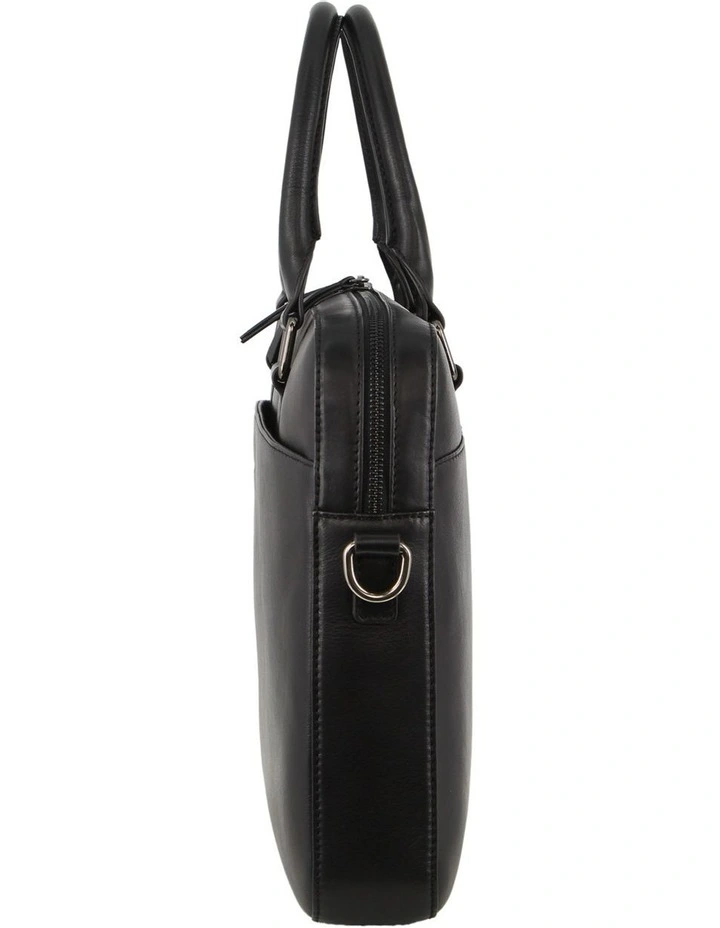 Leather Business Satchel Bag in Black