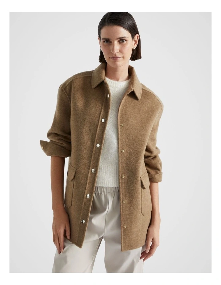 Wool Marled Shacket in Deep Chai Marle