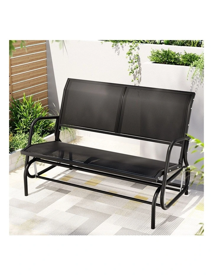 2-Seater Rocking Garden Bench in Black